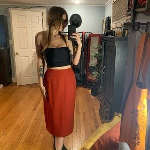 Deep Orange/Red Midi Skirt